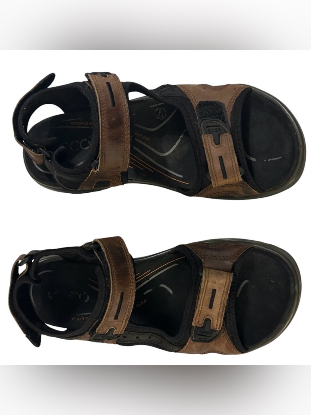 ECCO Yucatan Offroad Sandals Mens 43 US 9.5/10 Brown Leather Hiking Sport